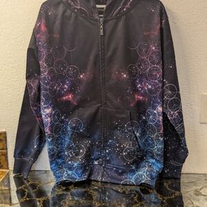 Galaxy Print Zip-Up Hoodie